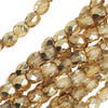 Czech Fire Polished Glass Beads 3mm Round Crystal Gold Half-Coat (50 pcs)