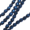 Czech Fire Polished Glass, 3mm Faceted Round Beads, Metallic Blue Suede (50 Piece Strand)