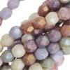 Czech Fire Polished Glass, 4mm Faceted Round Beads, Opaque Luster Mix (50 Piece Strand)