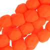 Czech Fire Polished Glass, 6mm Faceted Round Beads, Neon Orange (1 Strand)