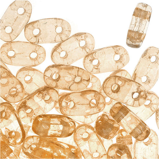 CzechMates Glass, 2-Hole Bar Beads 6x2mm, Transparent Champagne Luster (2.5" Tube)