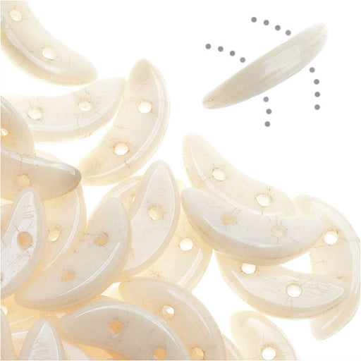 CzechMates Glass, 2-Hole Crescent Beads 10x4.5mm, Opaque Champagne Luster (2.5" Tube)