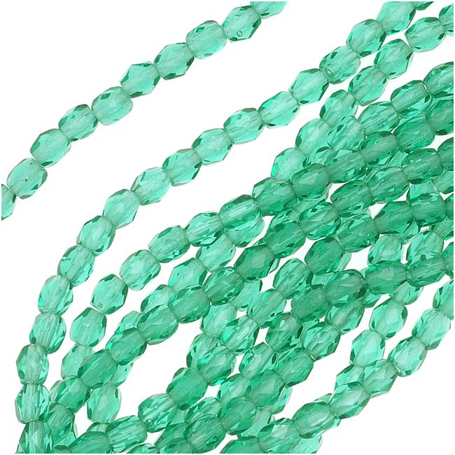 Czech Fire Polished Glass Beads 3mm Round Emerald Green (50 pcs)