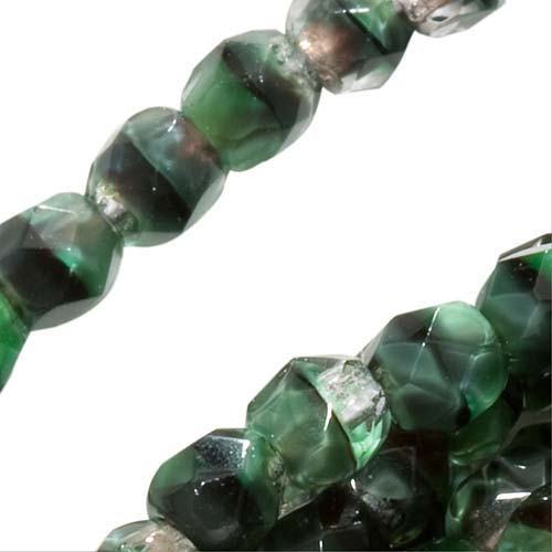 Czech Fire Polished Glass Beads 3mm Round Green Malachite (50 pcs)
