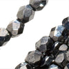 Czech Fire Polished Glass Beads 3mm Round Hematite (50 pcs)