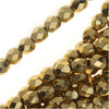 Czech Fire Polished Glass Beads, 4mm Round, Aurum Gold, (1 Strand)
