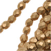 Czech Fire Polished Glass Beads, 4mm Round, Matte Metallic Gold, (1 Strand)
