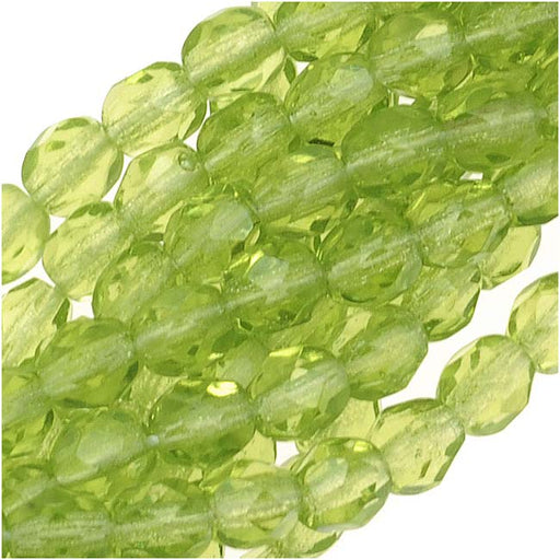 Czech Fire Polished Glass Beads 4mm Round Lime Green (50 pcs)