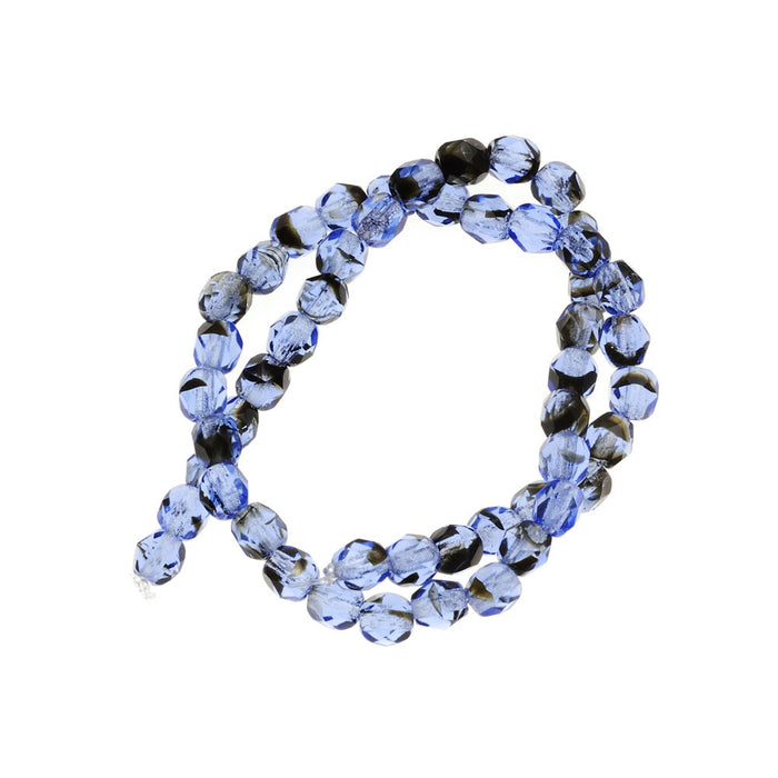 Czech Fire Polished Glass Beads 4mm Round Sapphire Tortoise (50 pcs)