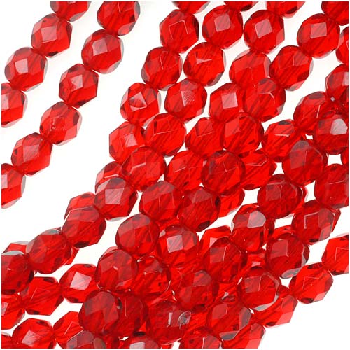 Czech Fire Polished Glass Beads 6mm Round Ruby Siam Red (25 pcs)