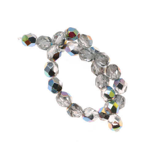 Czech Fire Polished Glass Beads 6mm Round Crystal Vitrail (1 Strand)