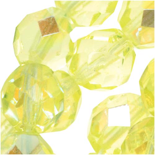 Crystal Yellow Luster coated, Czech Fire Polished Round Faceted