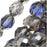 Czech Fire Polished Glass Beads 8mm Round Silver/Blue/Crystal (1 Strand)