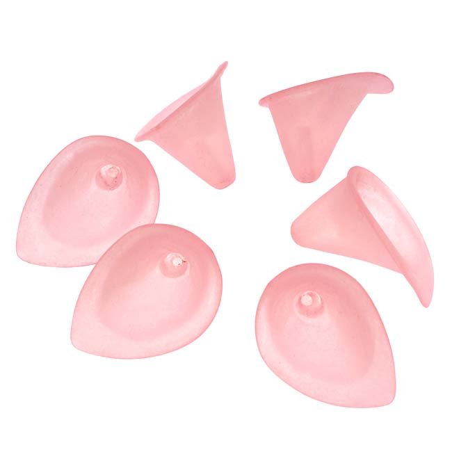 Lucite Classic Calla Lily Flower Beads Matte Rose Pink 21mm (6 pcs)