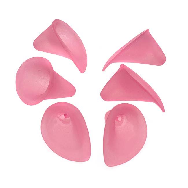 Lucite Classic Calla Lily Flower Beads Matte Dusty Rose Pink 21mm (6 pcs)