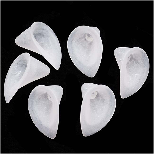 Lucite Classic Calla Lily Flower Beads Matte Frosted Crystal 21mm (6 pcs)