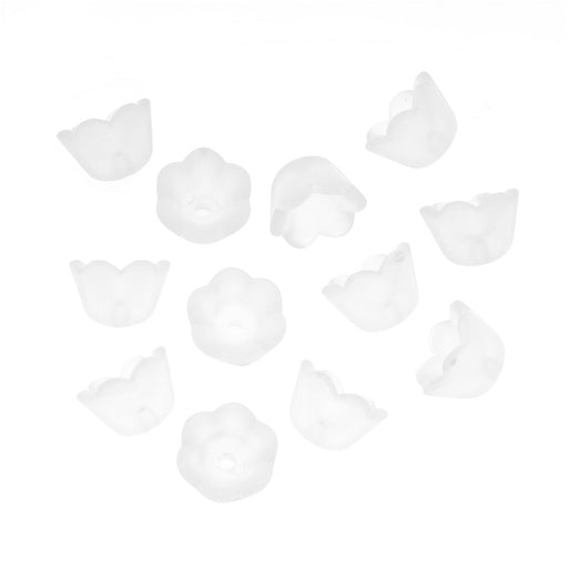 Lucite Tulip / Lily Of The Valley Flower Bead Caps Matte Frosted Crystal 6x10mm (12 pcs)