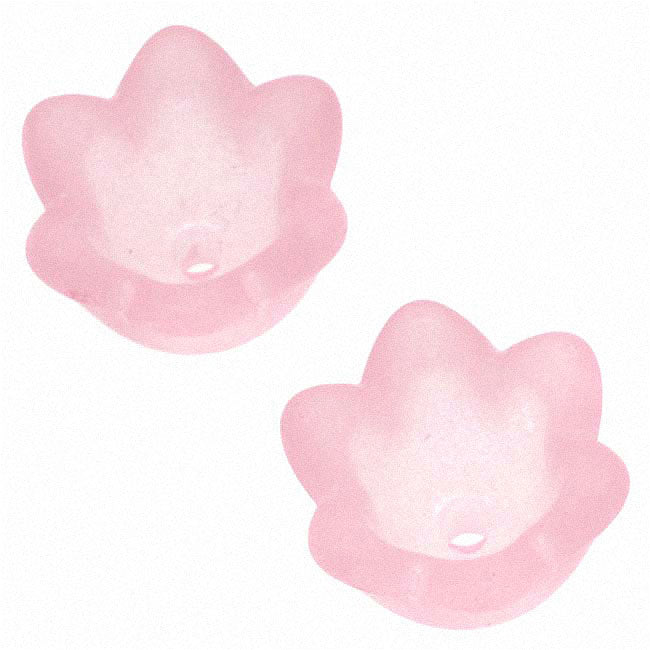 Lucite Tulip / Lily Of The Valley Flower Bead Caps Matte Pink 6x10mm (12 pcs)