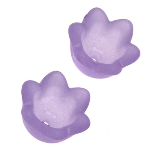 Lucite Tulip / Lily Of The Valley Flower Bead Caps Matte Amethyst Purple 6x10mm (12 pcs)