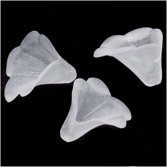 Lucite Trumpet Calla Lily Flower Beads Matte Frosted Crystal 10mm (12 pcs)