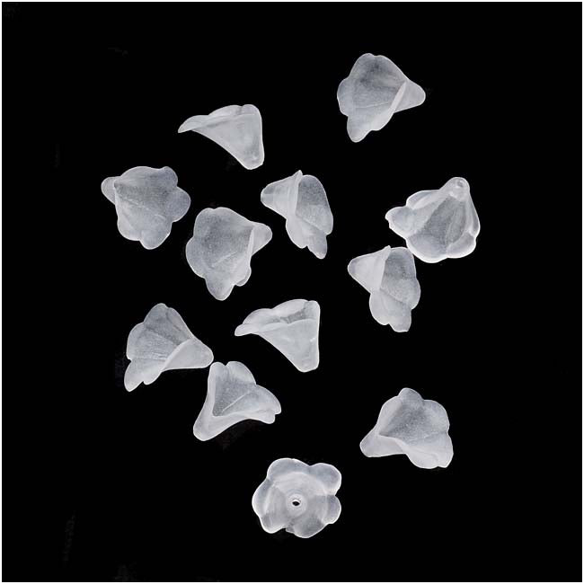 Lucite Trumpet Calla Lily Flower Beads Matte Frosted Crystal 10mm (12 pcs)