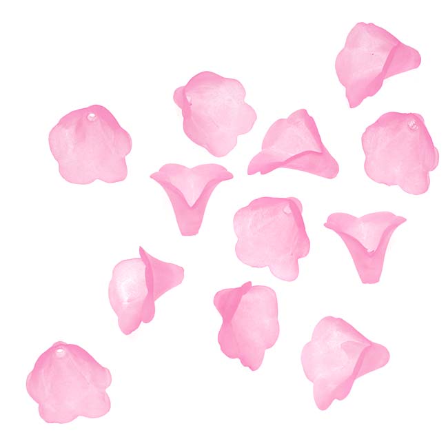 Lucite Trumpet Calla Lily Flower Beads Matte Hot Pink 10mm (12 pcs)