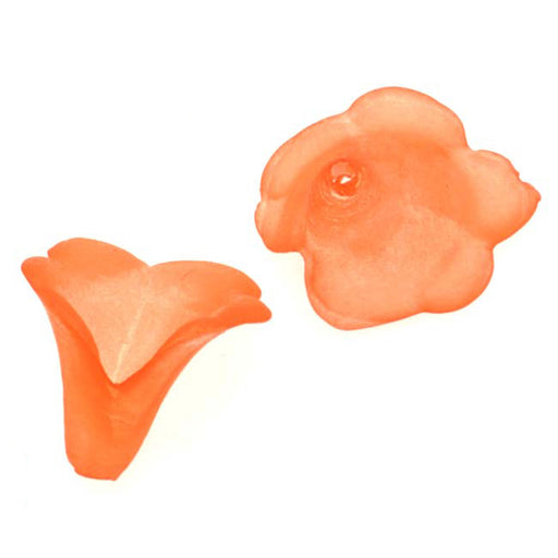 Lucite Trumpet Calla Lily Flower Beads Matte Orange 10mm (12 pcs)