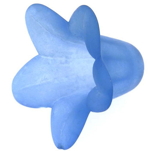 Lucite Petunia Bell Flower Beads Matte Cornflower Blue 12x18mm (6 pcs)