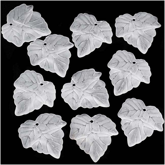 Lucite Beads Grape Leaves Matte Frosted Crystal 25mm (10 pcs)