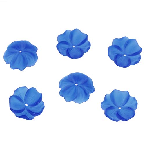 Lucite Vinca Flowers Matte Deep Sapphire Blue Light Weight 14mm (6 pcs)
