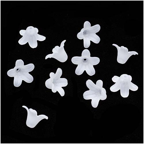 Lucite Lily Bell Flowers Matte Crystal Frost Light Weight 12mm X 7mm (10 pcs)