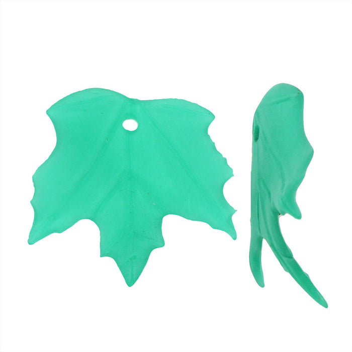 Lucite Maple Leaves Matte Bright Green Light Weight 19mm (6 pcs)