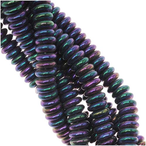Czech Glass Beads 6x2mm Rondelle Spacers Purple Iris (50 pcs)