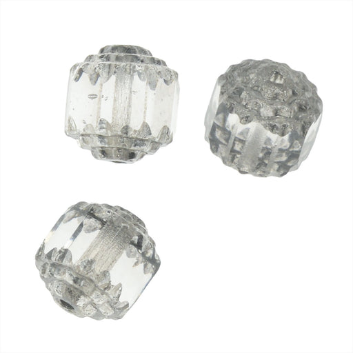 Czech Cathedral 8mm Art Deco Beads Crystal Clear /Silver Ends (10 pcs)