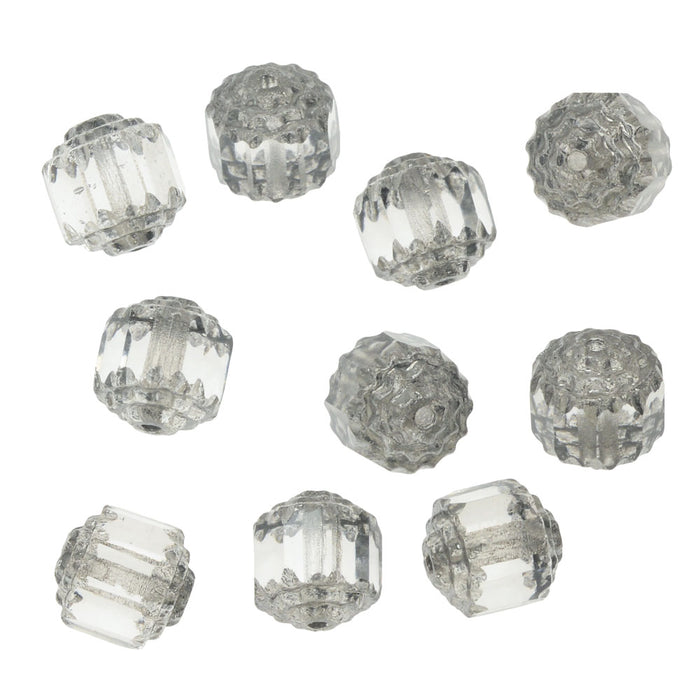 Czech Cathedral 8mm Art Deco Beads Crystal Clear /Silver Ends (10 pcs)