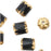 Czech Cathedral Glass Beads 6mm Matte Jet Black/Gold Ends (25 pcs)