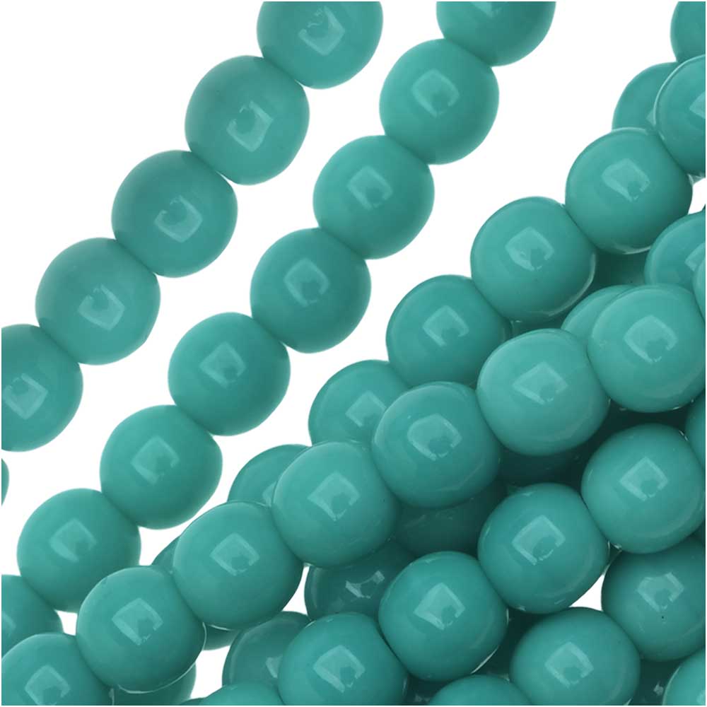 Czech Glass Druk 4mm Round Green Turquoise Beads (100 pcs)