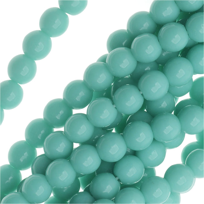Czech Glass Druk 4mm Round Beads, Turquoise, (1 Strand)
