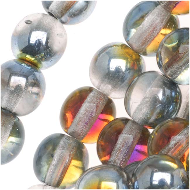 Czech Glass Druk Round Beads 6mm Crystal Marea (1 Strand)