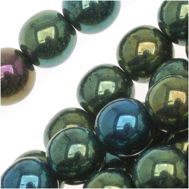 Czech Glass Druk Round Beads 6mm Green Iris (50 pcs)