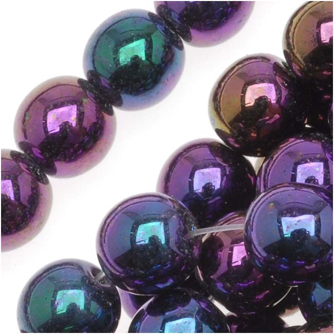 Czech Glass Druk Round Beads 6mm Purple Iris (50 pcs)