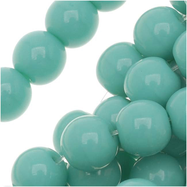 Czech Glass Druk Round Beads 6mm Opaque Green Turquoise (50 pcs)