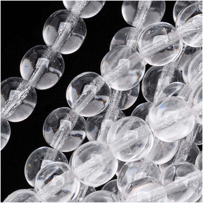 Czech Glass Druk Round Beads 8mm Crystal Clear (25 pcs)