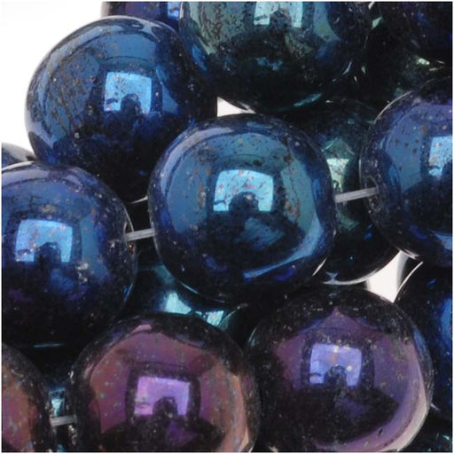 Czech Glass Druk Round Beads 8mm Blue Iris (25 pcs)