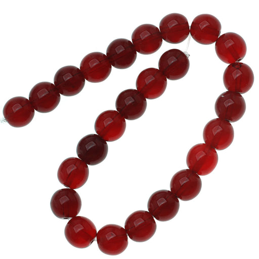 Czech Glass Druk Round Beads 8mm Ruby Red (25 pcs)