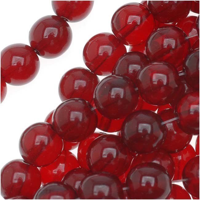 Czech Glass Druk Round Beads 8mm Ruby Red (25 pcs)