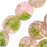 Czech Glass Druk Round Beads 8mm Crackle Green/Pink (1 Strand)