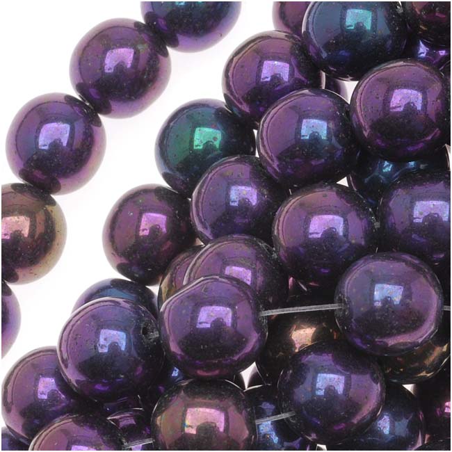 Czech Glass Druk Round Beads 8mm Purple Iris (25 pcs)