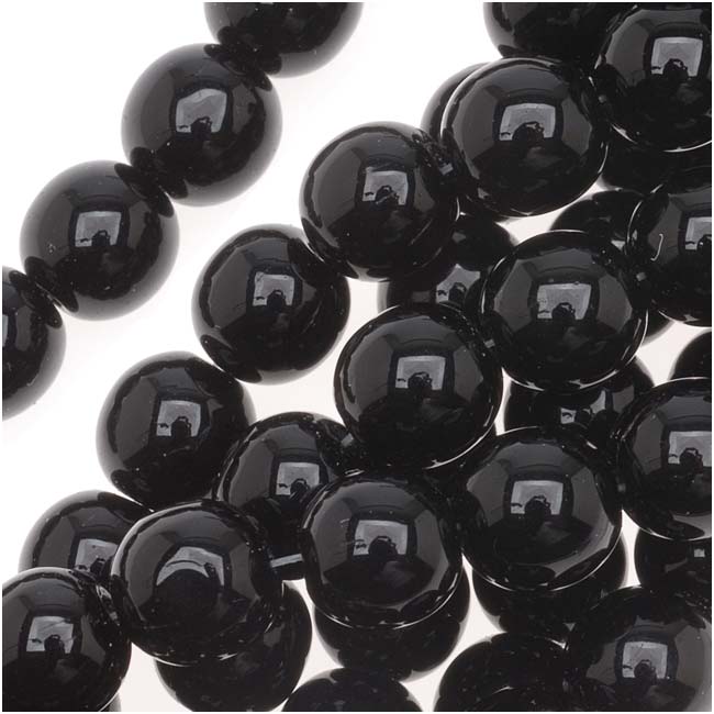 Czech Glass Druk Round Beads 8mm Jet Black (25 pcs)