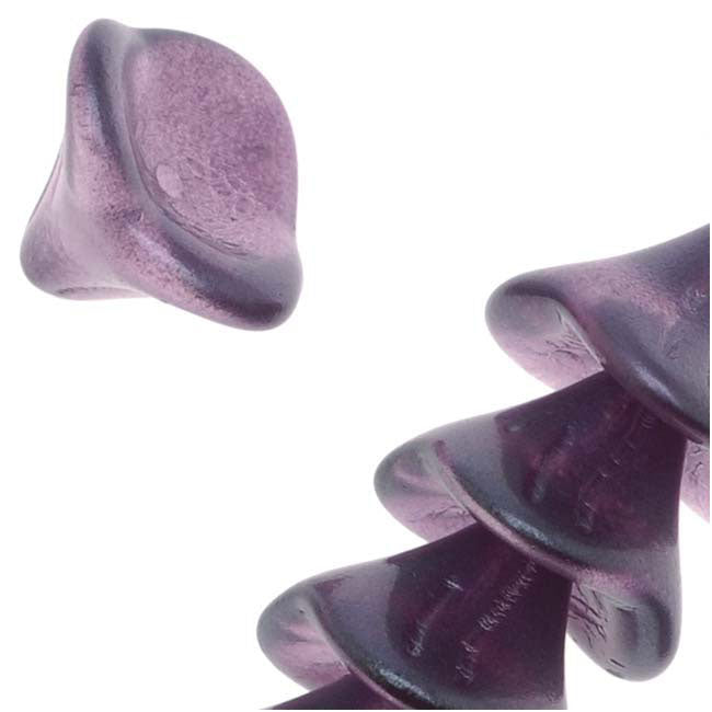 Czech Glass Beads Three Petal Flower 12mm Lavender Purple Pearl (1 Strand)
